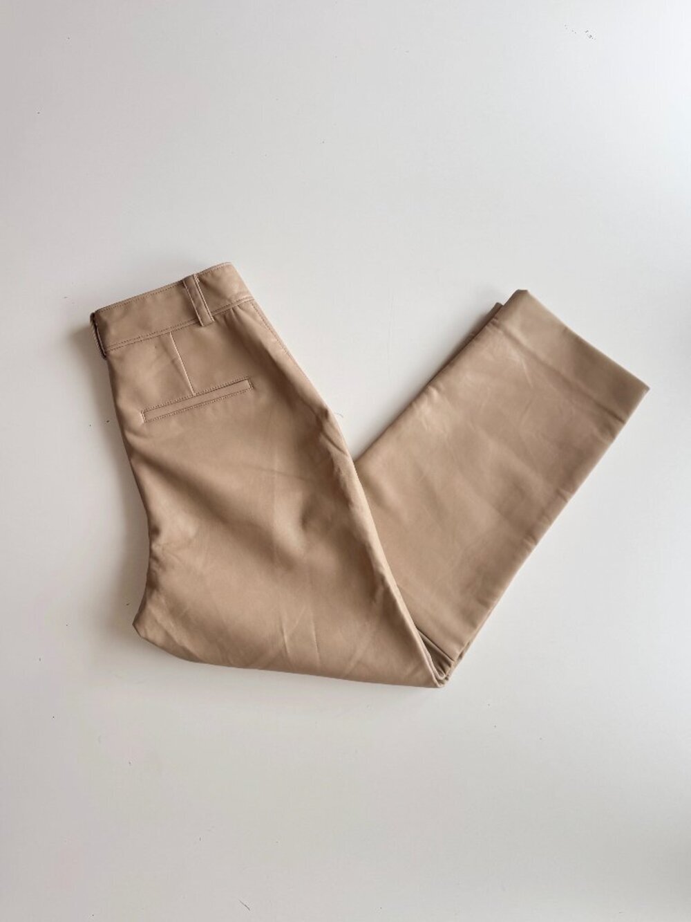 Aritzia BABATON Command Camel Tan Vegan Leather Cropped Ankle Pants, Size 4